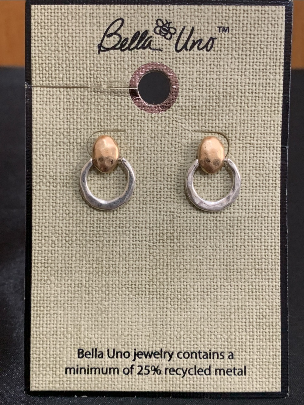 NWT Bella Uno two tone earrings